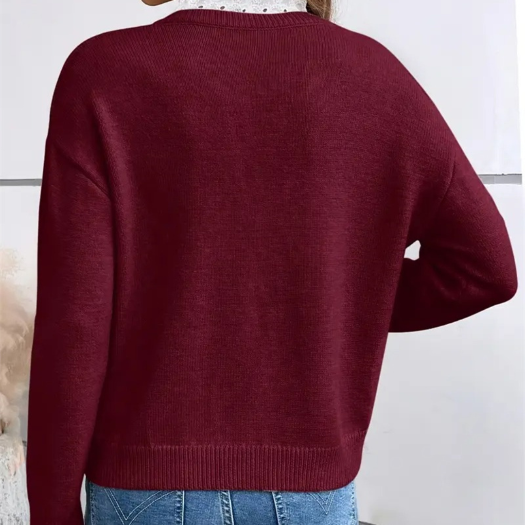 Valmère™ | Pull Col Dentelle Élégant